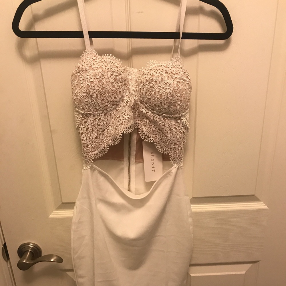 Cutout Lace-Overlay Mini Dress